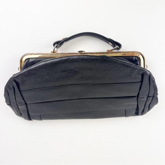 Vintage Oroton Doctors Satchel Black Leather Handbag Purse - Picture 8 of 11